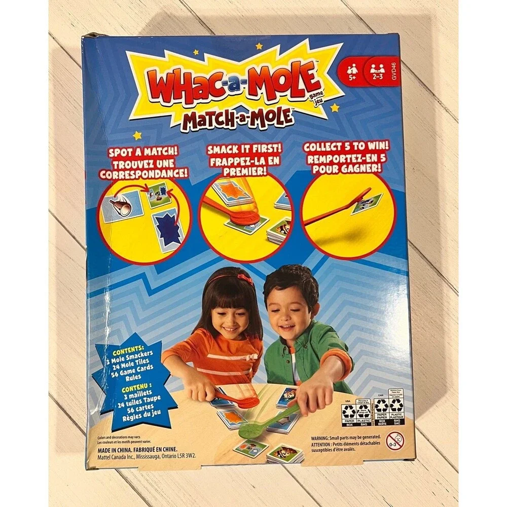 WHAC-A-MOLE Match-A-MOLE Kids Card Matching Game with Mole Smackers Games Toy S